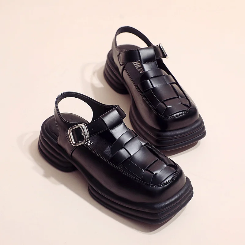 

2022 Ladies Best Thick-soled Sandals Summer New Hollow Soft-soled Thickheeled Sandals Design Sense Fairy Roman Women Shoes Trend
