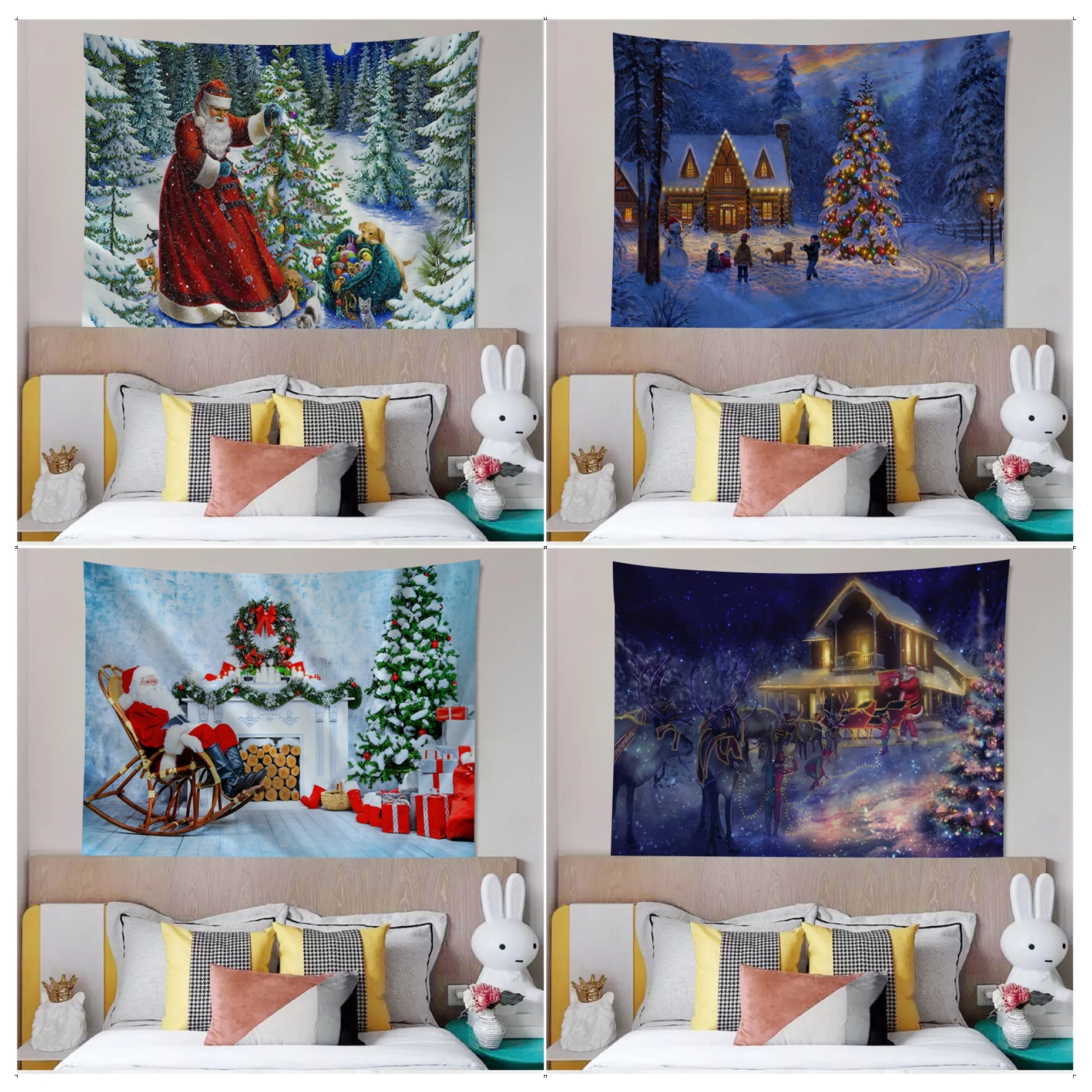 

Christmas Wall Tapestry Hippie Flower Wall Carpets Dorm Decor Japanese Tapestry