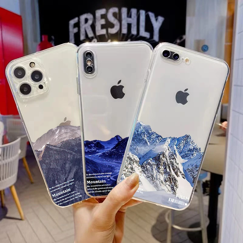 

Snow Mountain Landscape Phone Case For iPhone 13 12 Pro Max Mini 11 Pro X XR XS Max 6 6S 7 8 Plus Funda Liquid Silicon Coque