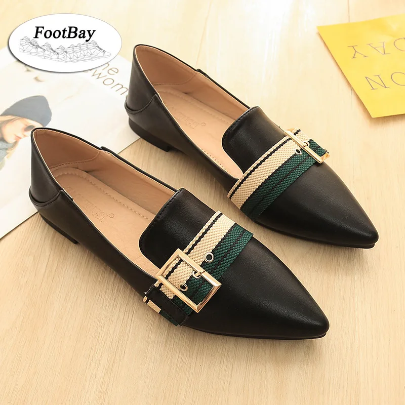 

Pointed Toes Belt Buckle Women Flats Bottom Leather Shoes Soft Bottom Pregnant Big Size Shoes Women Shoes 2022