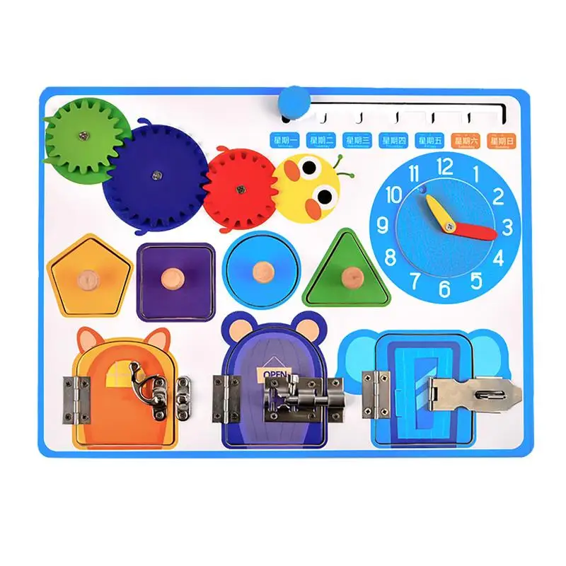 

Доска Монтессори, игрушки Монтессори, деревянные головоломки, игрушка для путешествий с образовательными мероприятиями и пряжкой для мелк...