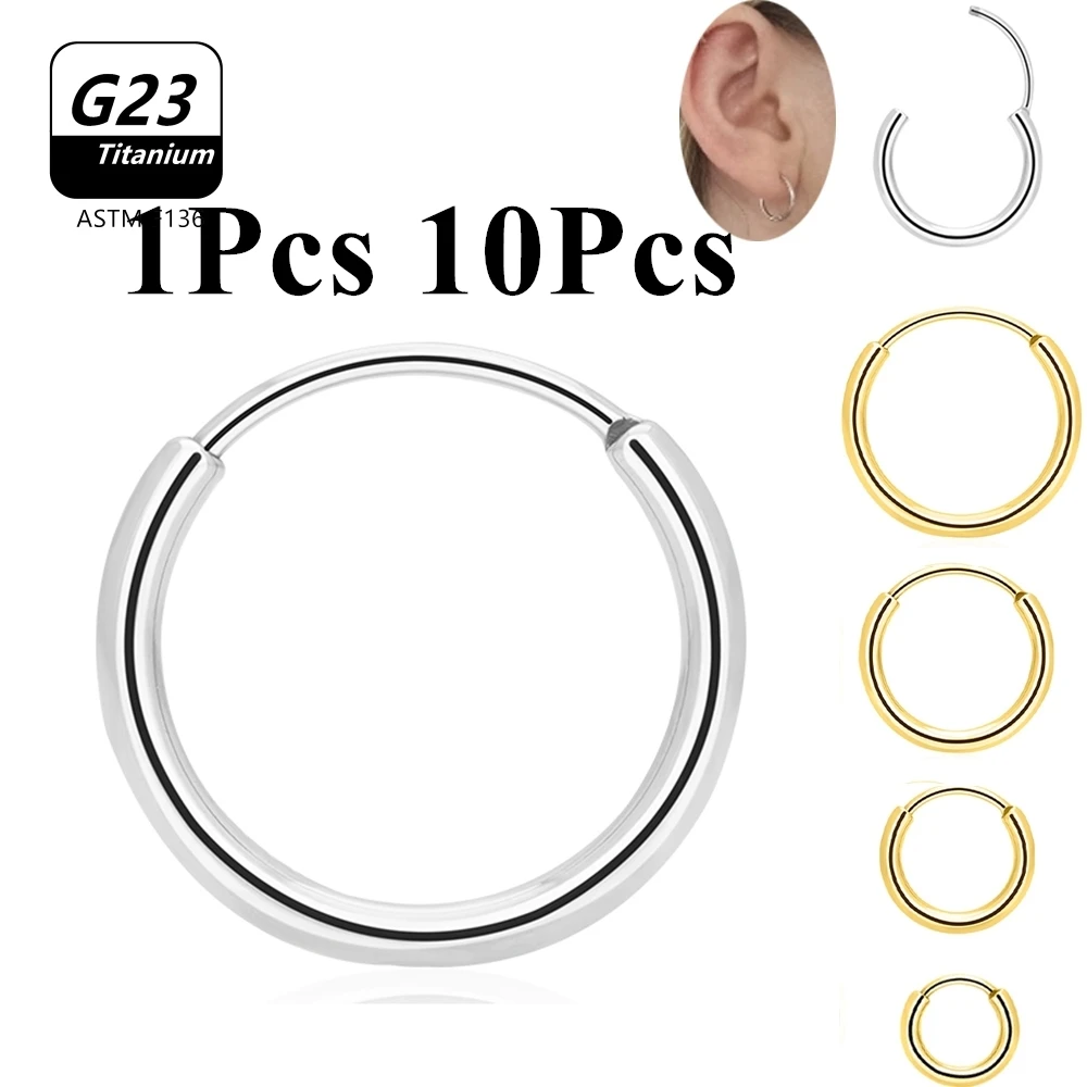 

1Pc 10Pcs ASTM G23 Titanium Piercing Round Earrings Hinge Rings Septum Hoops Hoop Circle for Women Men Fashion Simple Jewelry