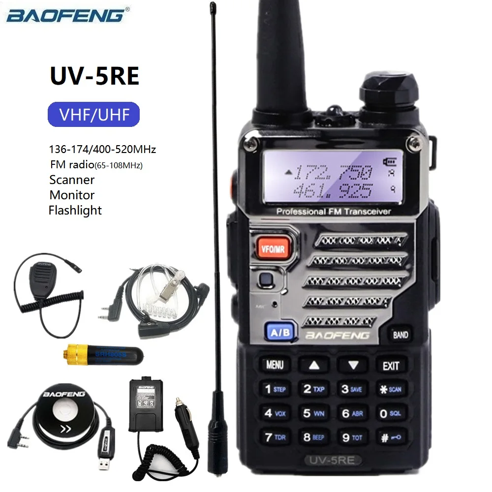 Baofeng UV-5R Updated UV-5RE Professional Walkie Talkie Long Range for Trucker VHF UHF Dual Band Two Way Ham Radio Transceiver