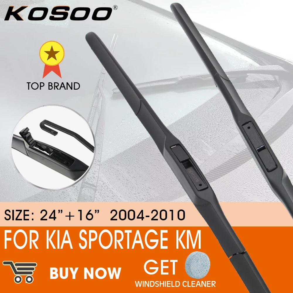 

KOSOO Car Wiper Blade For Kia Sportage KM 2004-2010 LHD / RHD Front Window Windshield Windscreen Wiper Blades 24" + 16"