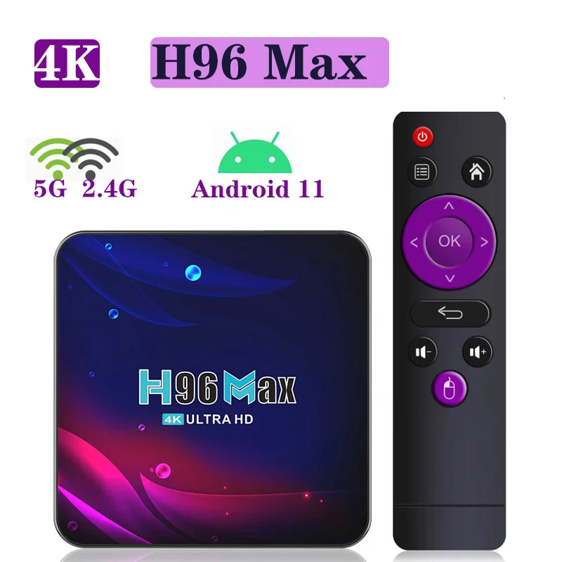 

Приставка Смарт-ТВ H96 Max 4K, Android 11, Ultra HD, Bluetooth 4,0, 2,4 ГГц, 5,8 ГГц