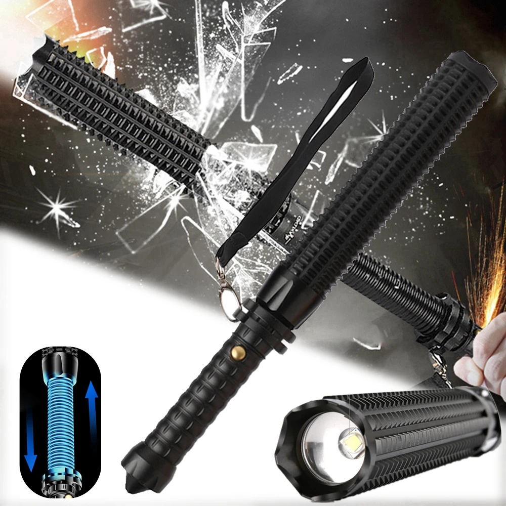 

Tactical Torch Baton Flashlight Super Bright LED Torchs Light Self Defense Zoom Focusable Waterproof Anti Riot Emergency Lamp