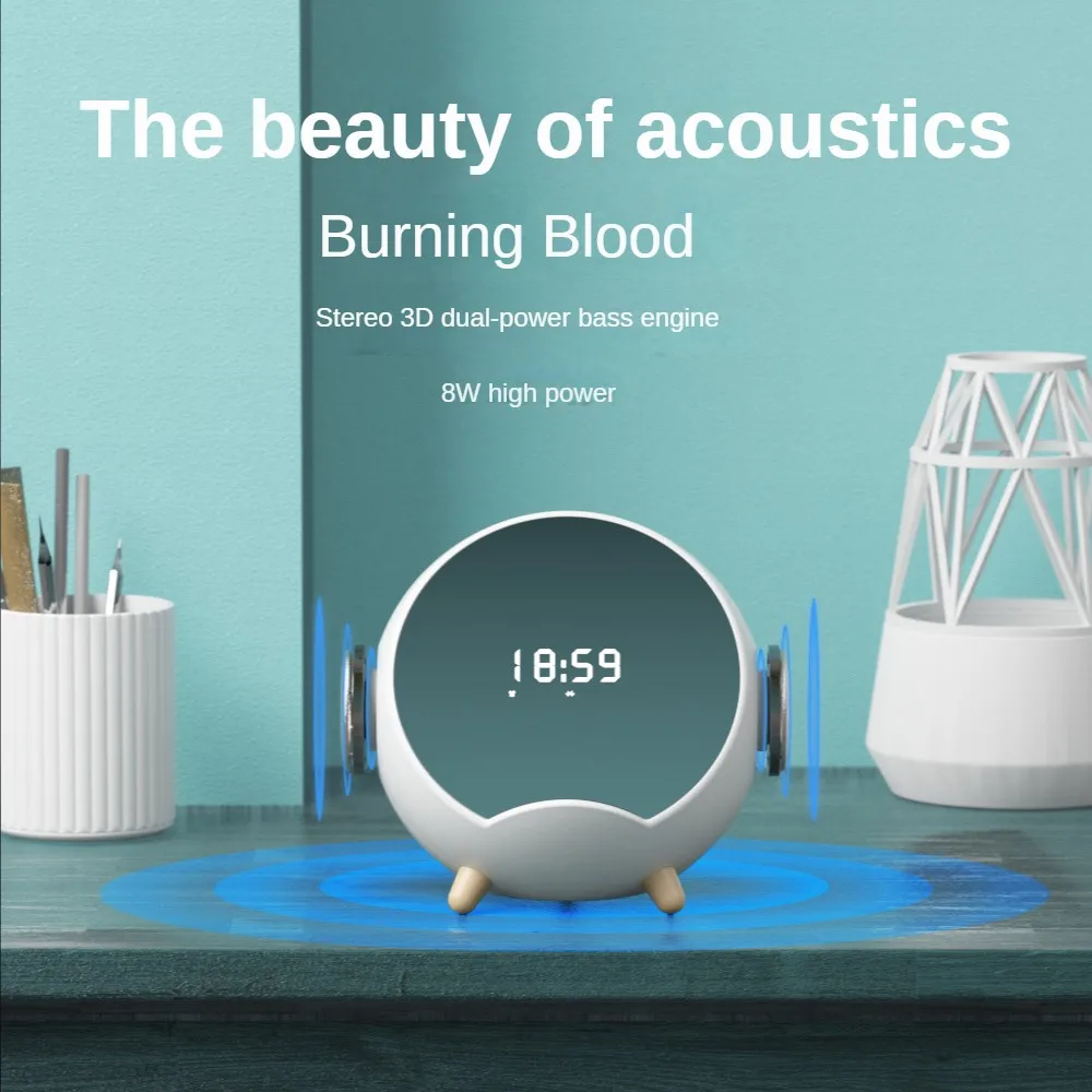 

AI Smart Alarm Clock Audio Bluetooth Speaker Student Multi-function Mobile Phone Wireless Charging Card New Computer Sound Box