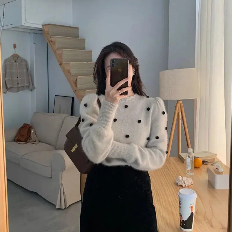 

2022 Autumn Winter Long Sleeve Pullover Women Sweater Knitted Sweaters O-Neck Tops Korean Jumper Female Streetwear C154