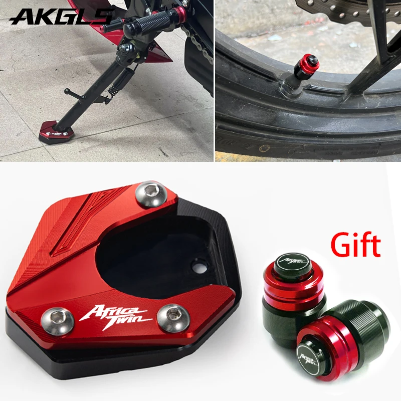 

For Honda Africa Twin XRV750 RD07 XRV 750 Motorcycle CNC Side Stand Zoom Extension and Tire Valve Cap Accessories