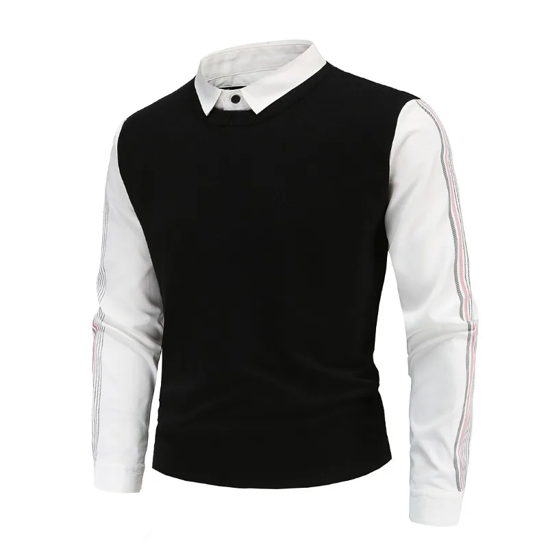 Усовершенствованный осенний облегающий мужской свитер из двух частей с