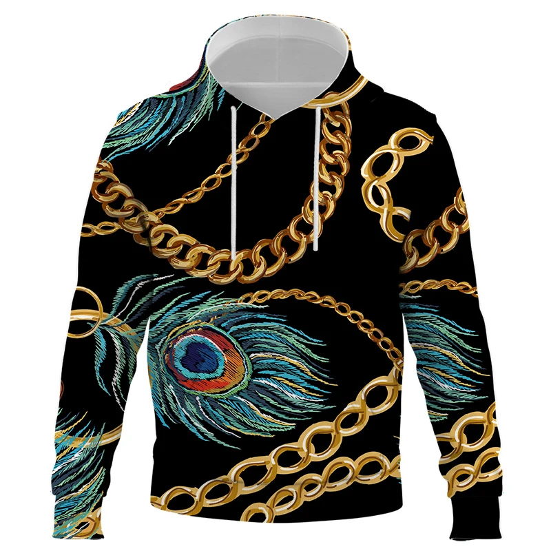 Толстовка с капюшоном и принтом цепей унисекс