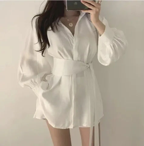 Medium-Length Autumn Women's Clothing Petite Waist-Fitted Shirt Dress 2024 Design Sensibility Niche New Hong Kong Style Medium-Length Autumn Women's Clothing Petite Waist-Fitted Shirt Dress 2024 Design Sensibility Niche New Hong Kong Style