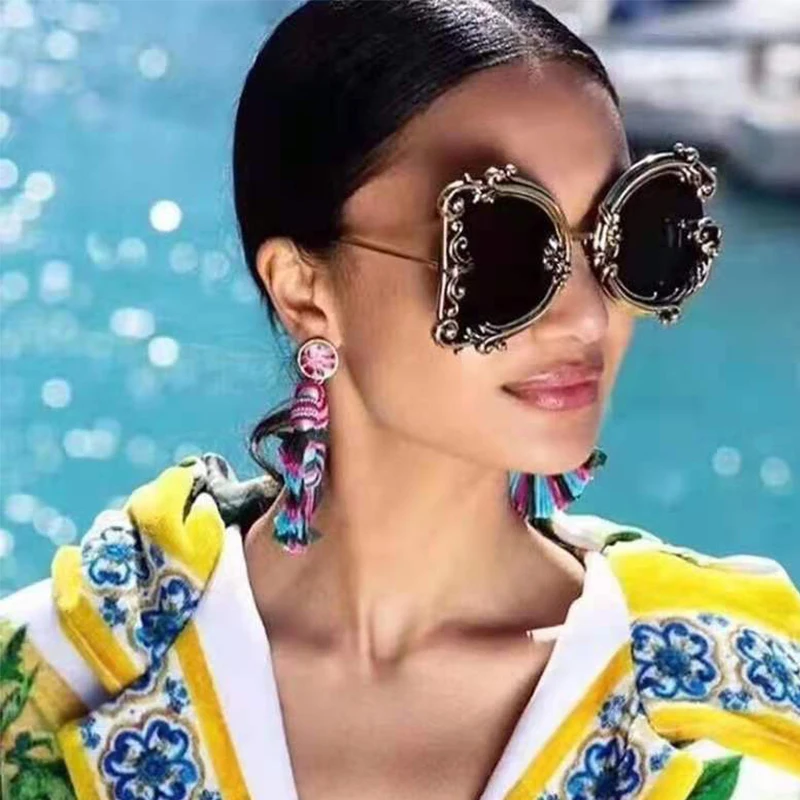 

Fashion Retro Sunglasses Pearl Frame Ladies Glasses Fashion Model Brand Shades Female Transparent Lens Optical Ultraviolet UV400