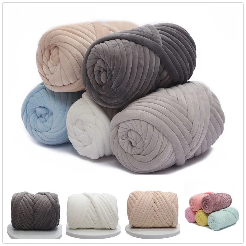 1KG 1000G Super Velvet Chunky Yarn Thick Bulky Giant Thread White Bag for Hand Knitting DIY Arm Soft Big Blanket Carpet 자이언트얀