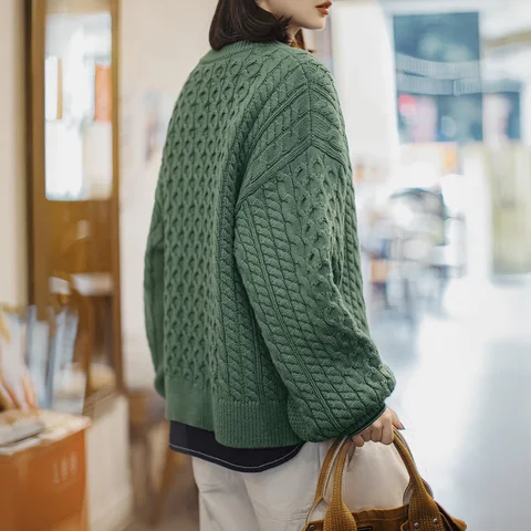 Maden Женский зеленый акриловый свитер