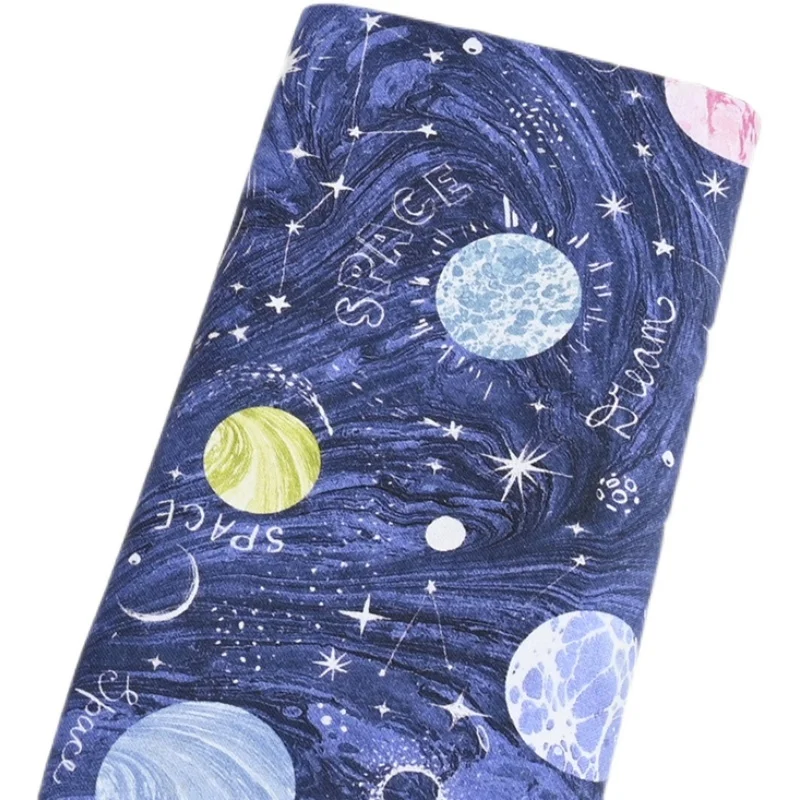 Half Yard 100% Cotton Plain Fabric With Sky Star Universe Print Handmade DIY Garment Dress Bag Sewing Cloth CR-1488