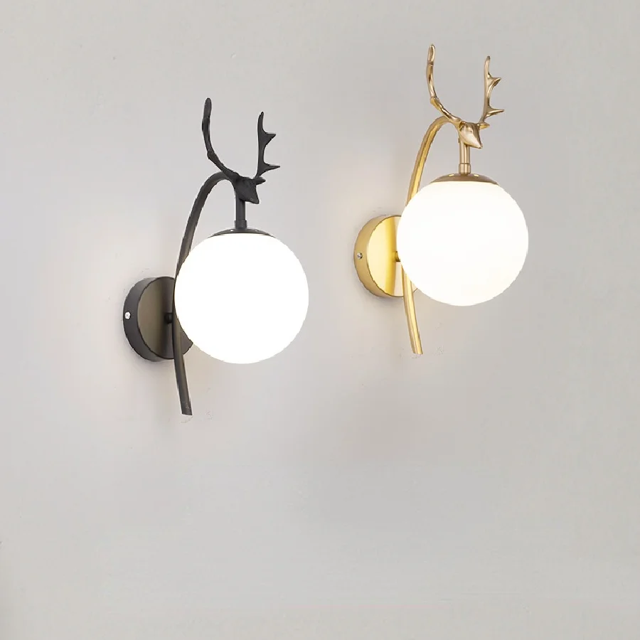 

Стеклянный настенный светильник в стиле пост-модерн, Черное золото, прикроватное украшение для спальни, светодиодный ночник, осветительные...