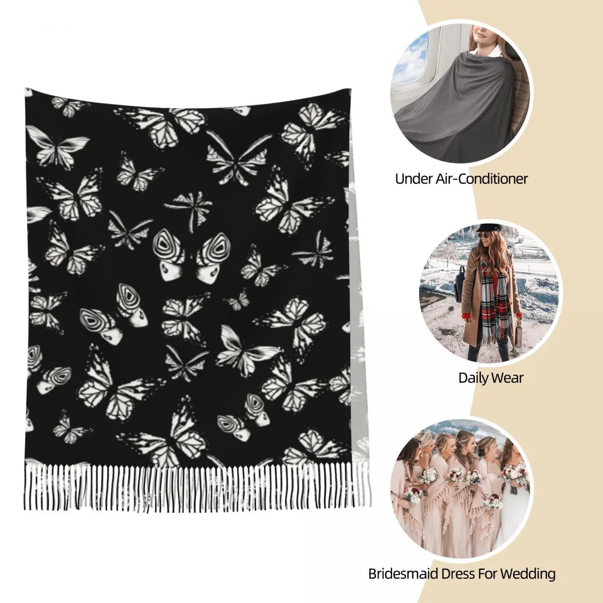 Женский шарф с бабочкой длинный зимний женский Повседневный кашемировый