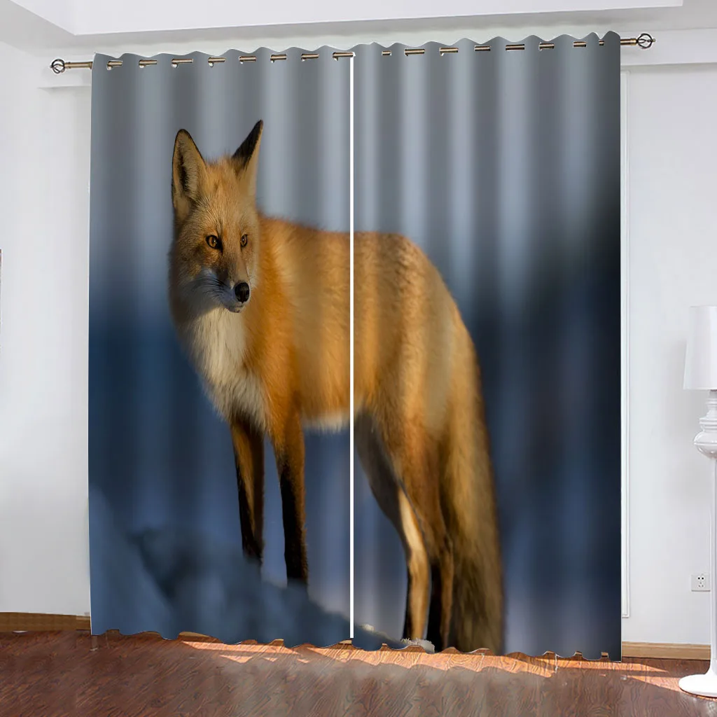 Затемняющие шторы комплект из 2 предметов с 3d-изображением животных лисы для