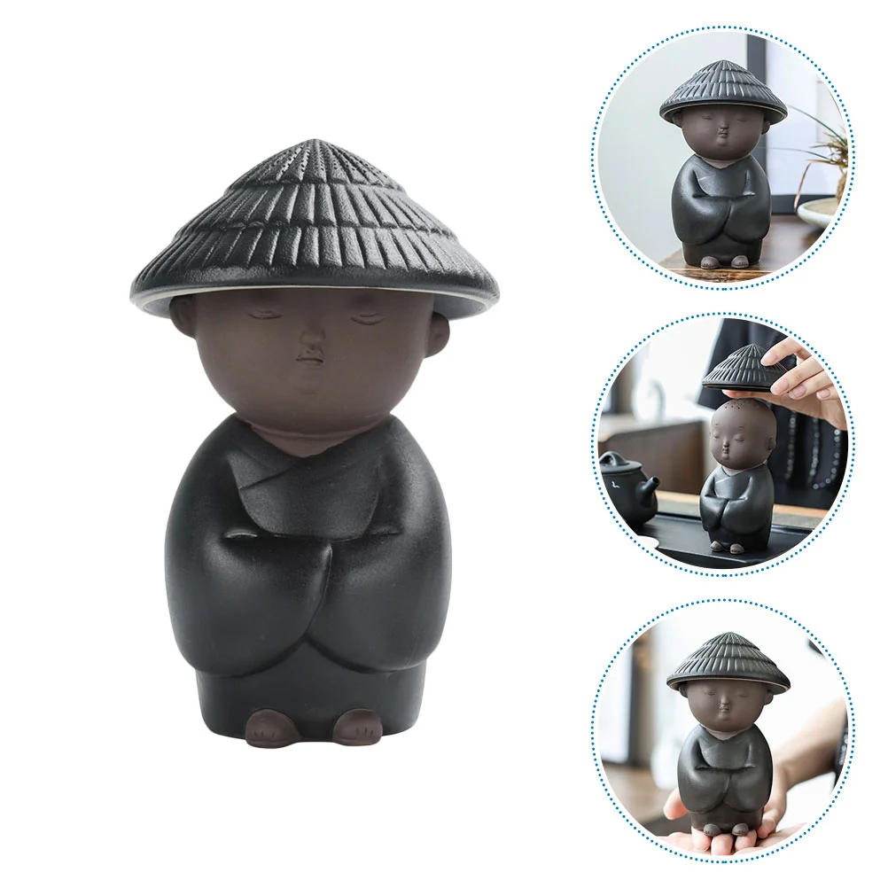 

1pc Mini Monk Ornament Creative Tea Pet Zen Figure Kung Fu Tea Decoration