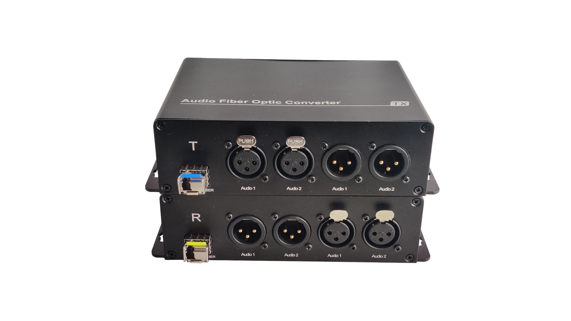 2 channel BIDI audio over FIBER optic extender XLR audio to fiber converter