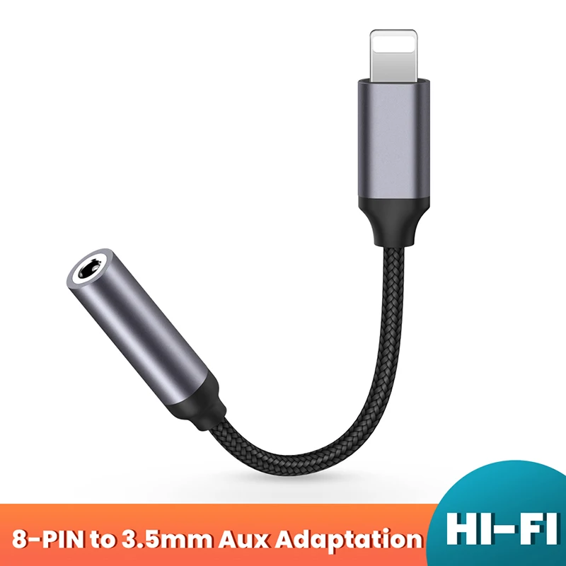 

8 Pin To 3.5mm Jack AUX Cable Lighting Interface To AUX Headphone Adapter Audio Kable Connector Splitter for IPhone 13/12/11
