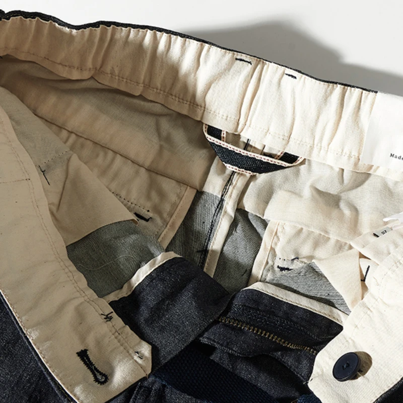 Men's jeans cropped trousers thin stretch dark blue slim feet trend casual pants in summer