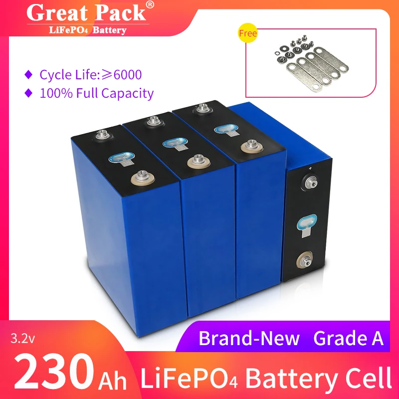 

EVE 4PCS 3.2V 230AH Deep Cycle Solar Power Battery Cell Grade A Lithium Iron Phosphate LiFepo4 Rechargeable Energy Storage