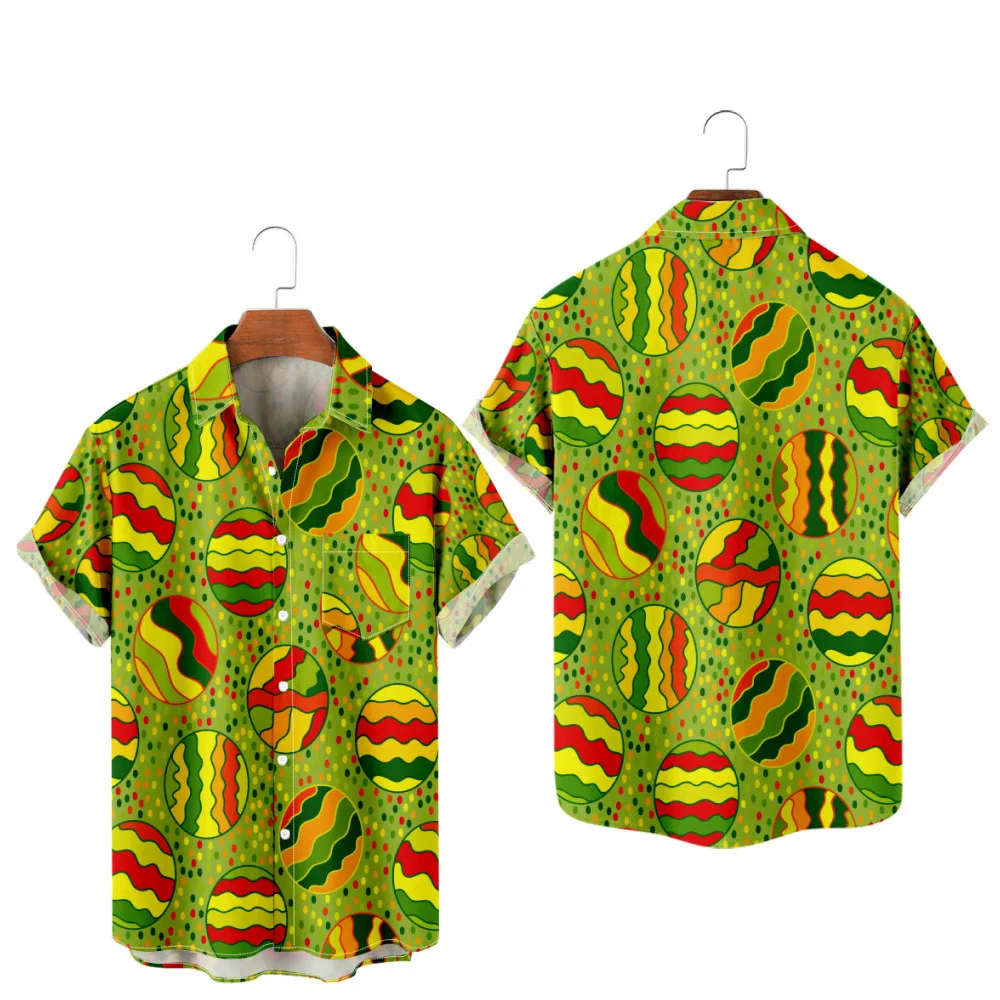 

Men's Hawaiian T-Shirt Y2K Hombre Fashion Shirt Easter Egg 3D Print Cozy Casual Short Sleeve Beach Oversized Clothes