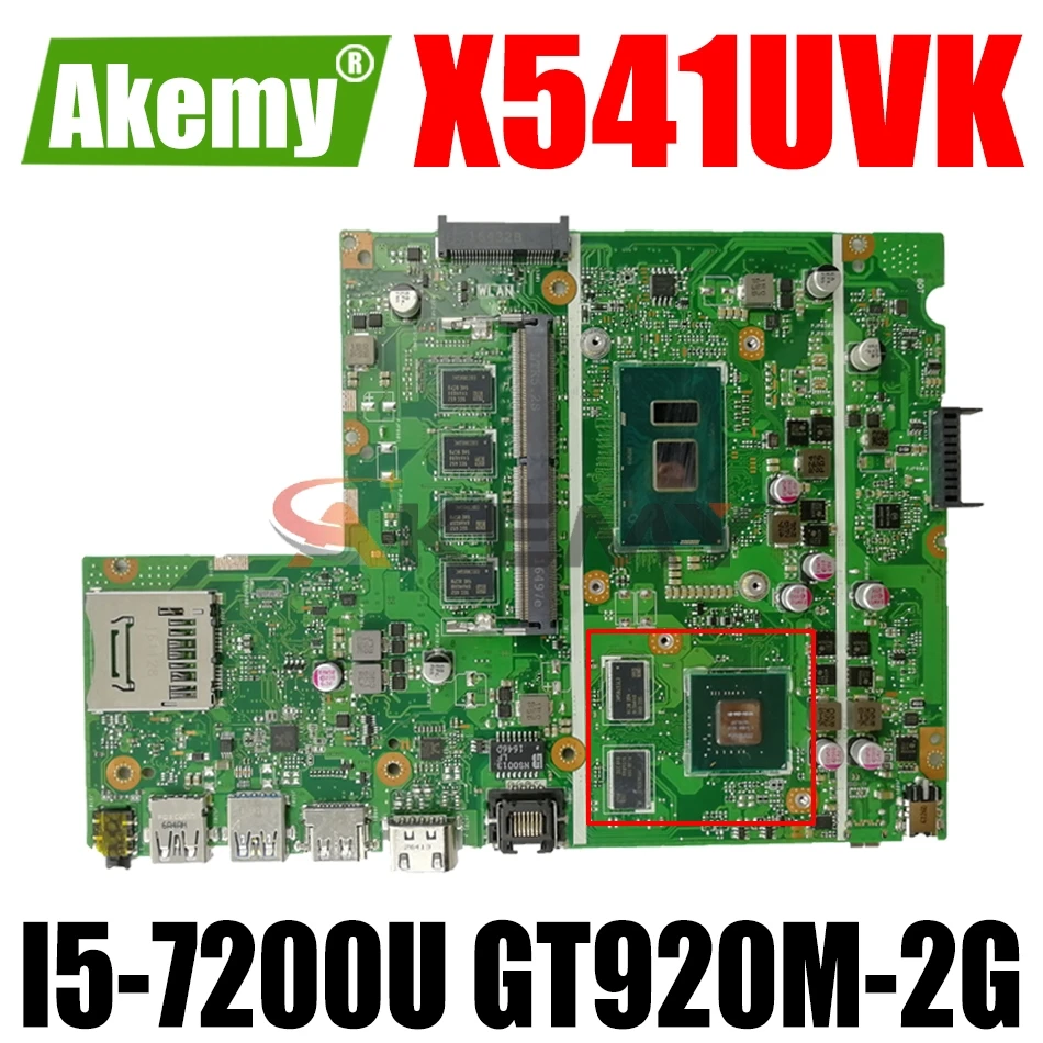 

AKEMY X541UVK Laptop Motherboard For ASUS X541UJ X541UV Original Mainboard 4GB-RAM I5-7200U GT920M-2G