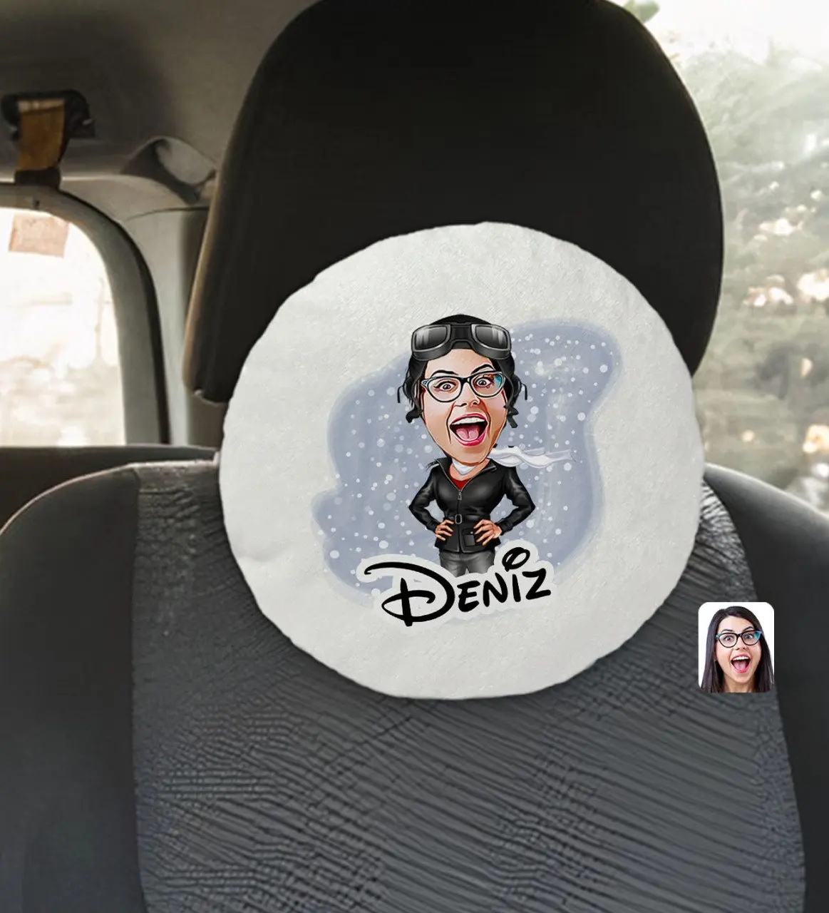 

Персонализированное женское карикатура пилота на круглое автомобильное сиденье yastığ---