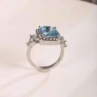 2022 fashion romantic blue gemstone zircon ring for woman birthday gift party wedding celebration personality creative jewelry