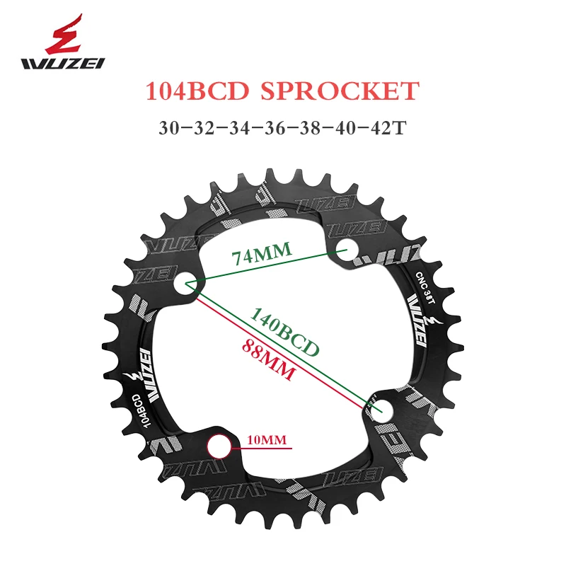 104BCD Round Shape Chainrings 30T/32T/34T/36T/38T/40T/42T/44T/46T/48T/50T/52T MTB Bicycle Parts Chainwheel Crankset Tooth Plate |