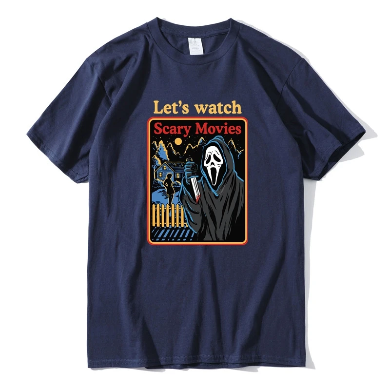 

Envmenst cotton casual t shirt men scream movie ghost face horror tees o-neck men clothing funny print short-sleeve tops new2020