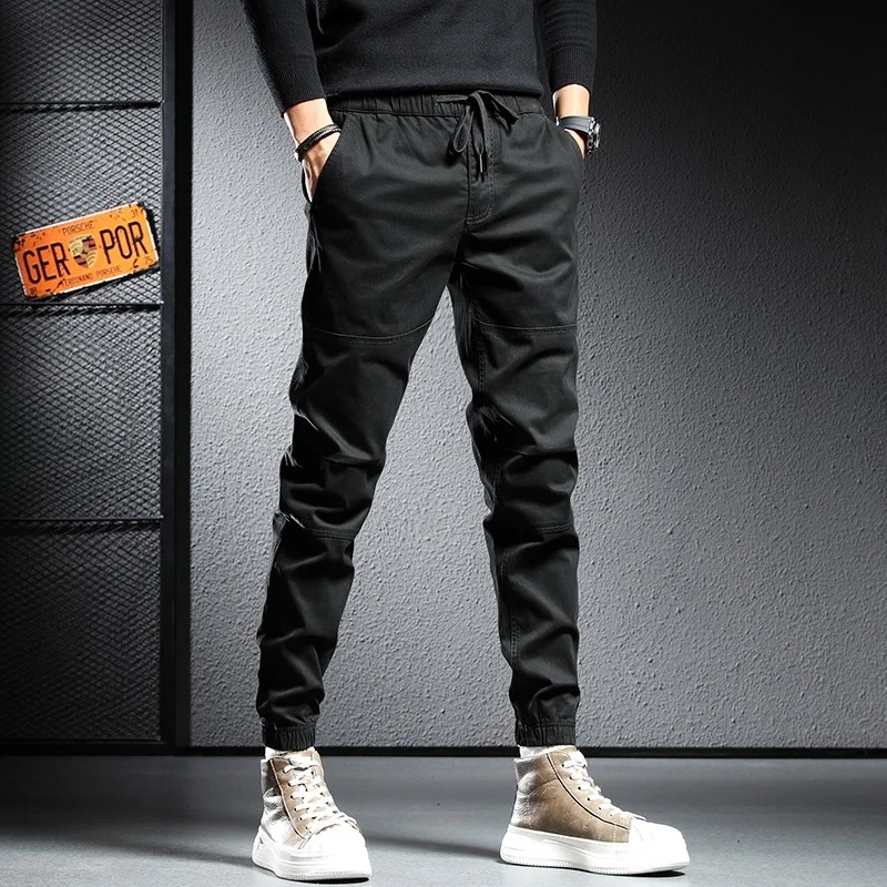 

Casual Autumn Black Pencil Pants Men Streetwear Jogging Sweatpants Cotton Gym Sport Drawstring Male Joggers Trousers