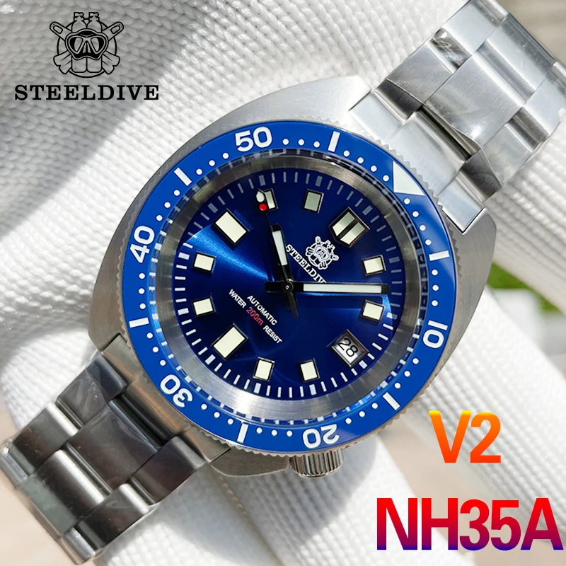 

Мужские часы STEELDIVE для дайвинга NH35 сапфировый кристалл для мужчин s часы 200 м водонепроницаемые Супер Светящиеся автоматические механические наручные часы