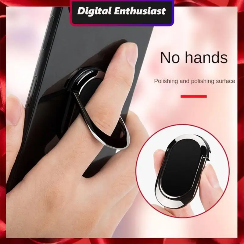 

Black Adhesive Finger Ring Stand Grip Convenient Phone Back Sticker Pad Bracket Rotating Desktop Phone Back Sticker Plastic