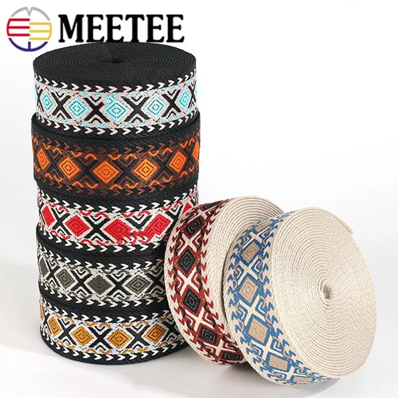 

2/5M 38/50mm Ethnic Jacquard Webbing 1.8mm Thicken Ribbon for Sewing Luggage Shoulder Strap Pet Collar DIY Clothes Accessories