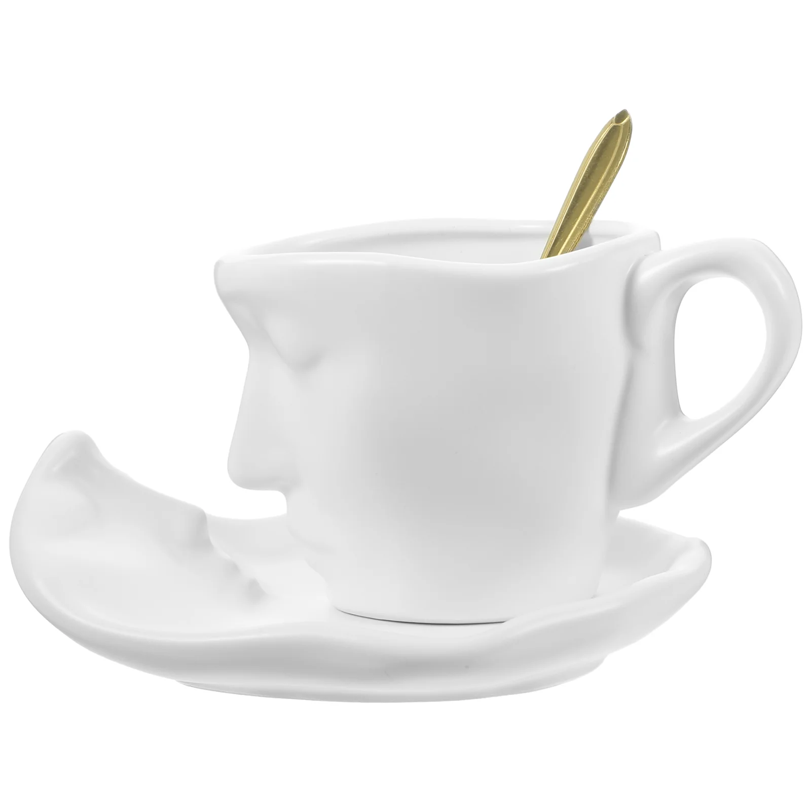 

Small Tea Cups Ceramic Espresso Coffee Glasses Kissing Mugs Matte Saucer Saucers