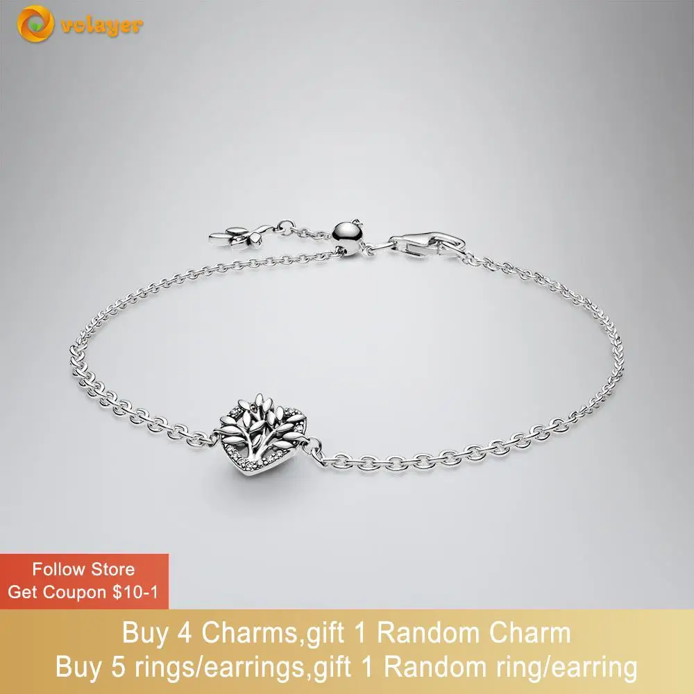 

Volayer 925 Sterling Silver Heart Family Tree Chain Bracelet Friendship Bangles for Women Jewelry Making Birthday Gift