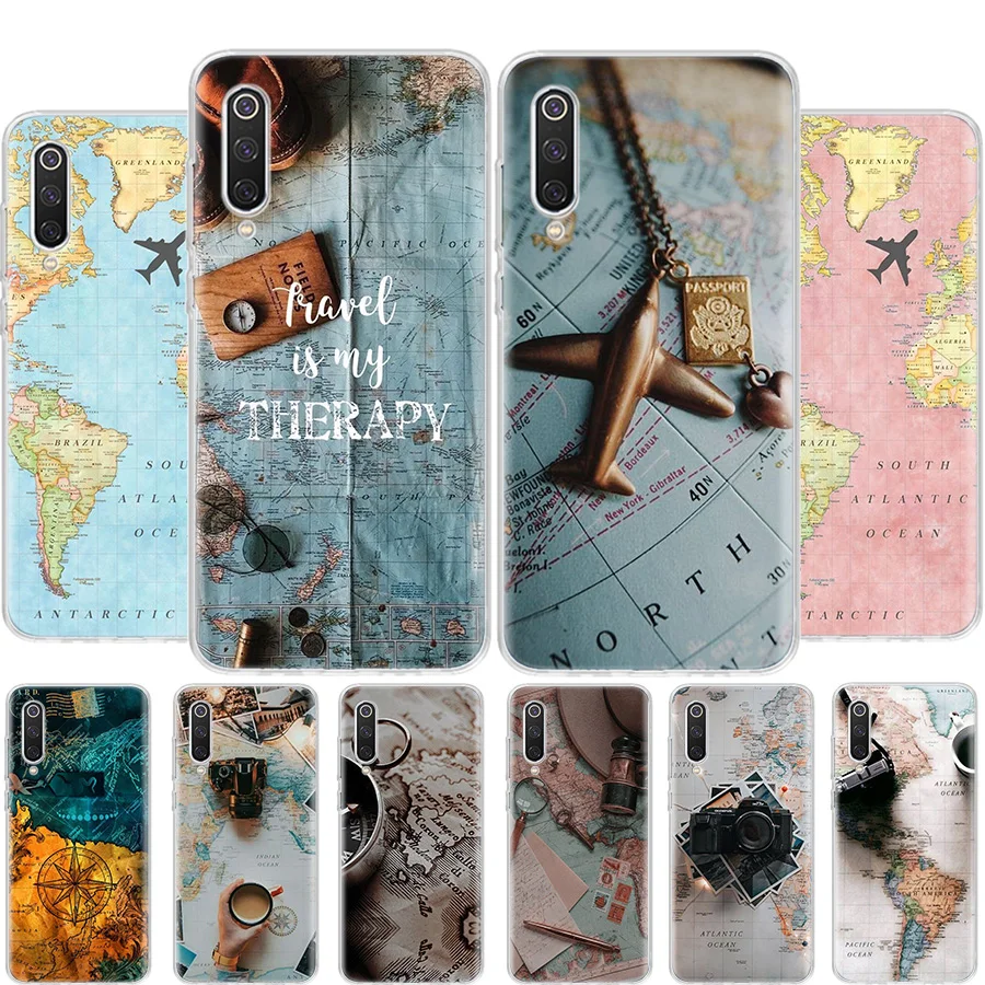 

World Map Travel Plans Phone Case For Xiaomi Mi 11T 11i 11 Ultra 10 Lite 5G 12 Pro 12X 10T 9T 9 8 6X 5X Coque Shell