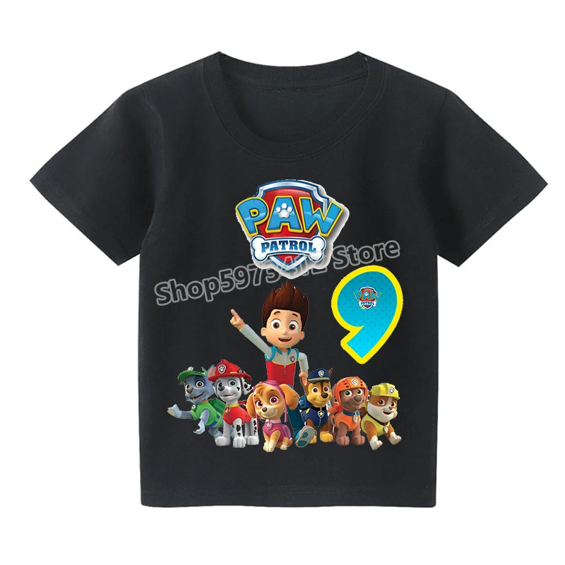 Футболка Paw Patrol для мальчиков и девочек, летняя коллекция на осень, с рисунком мультфильма, возраст от 1 до 10 лет.