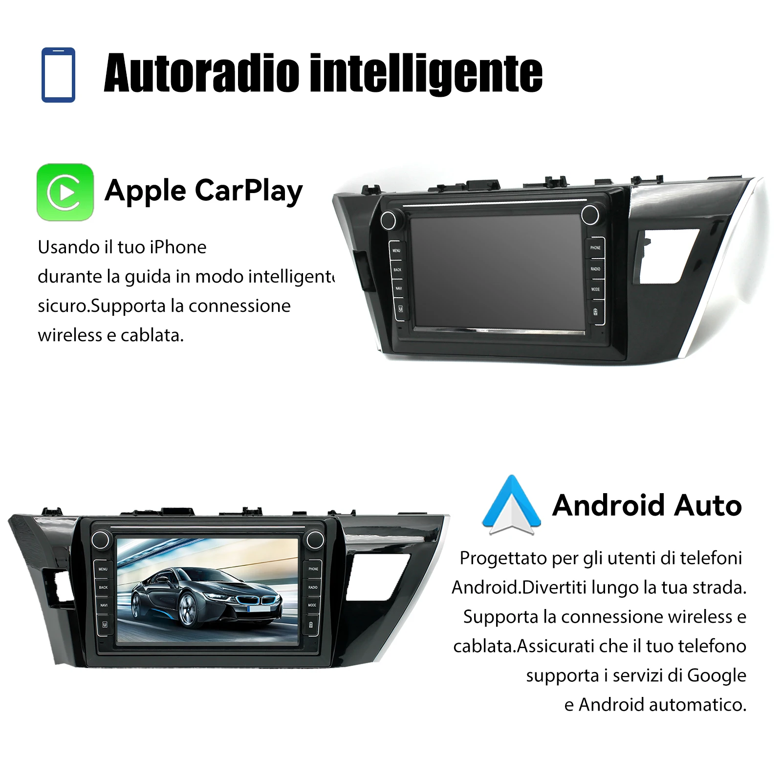 Фото Автомагнитола ESSGOO 2Din, 10,1 дюйма, Android, 2 + 32 ГБ, для Toyota 14-16 Corolla №2