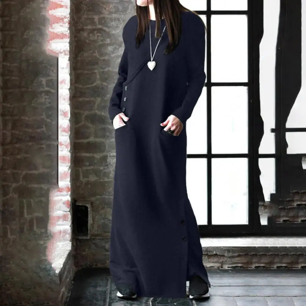 

Maxi Dress Long Sleeve Sweatshirt Dress Stylish Casual Plus Size Pullover Sweatshirt Maxi Dress