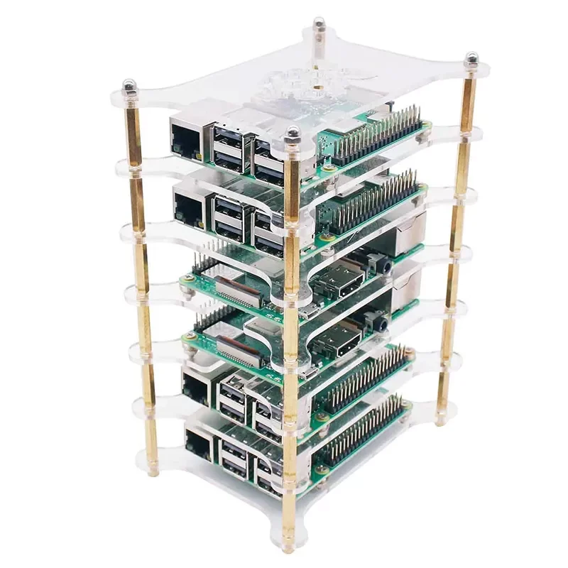 

6-слойная акриловая пластина для костей, прозрачный чехол для Raspberry Pi 4B/3B +/3B/2B/B + (без Raspberry Pi)