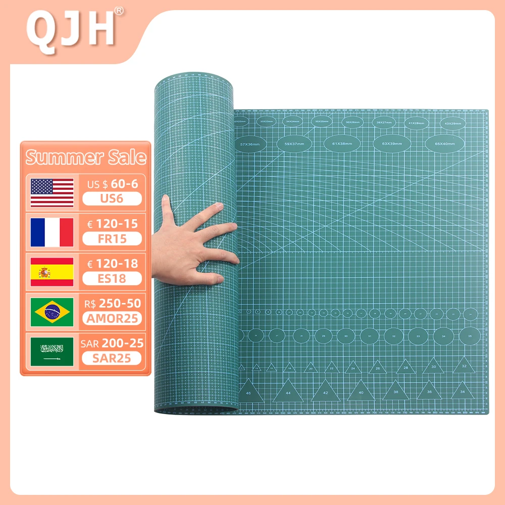 

A1 Self-Healing Cutting Pad Leather Craft Cutting Plate 60 x 90cm(23.62x35.43 in.) Double-Sided Available Metric Printed Grid Li