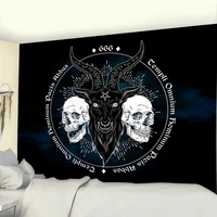 baphomet demon goat head tapestry hippie wall hanging pentagram satanic tattoo skull tapestries background ceiling table cloth