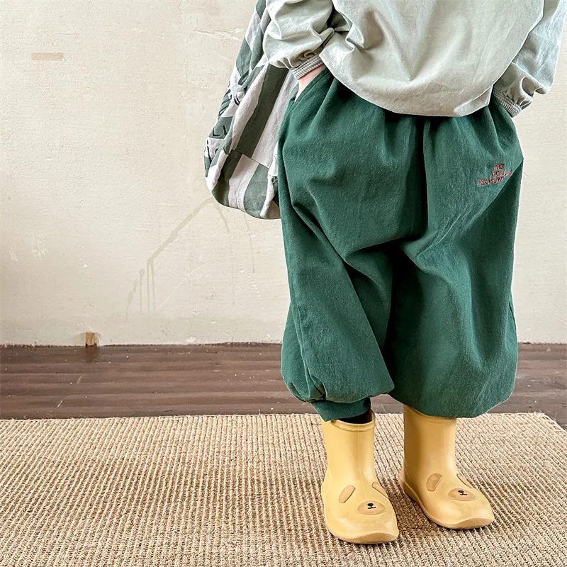 

Свободные корейские брюки шаровары для мальчиков с вышивкой детские повседневные весенние брюки для девочек 2023 на 1-7 лет новые брюки