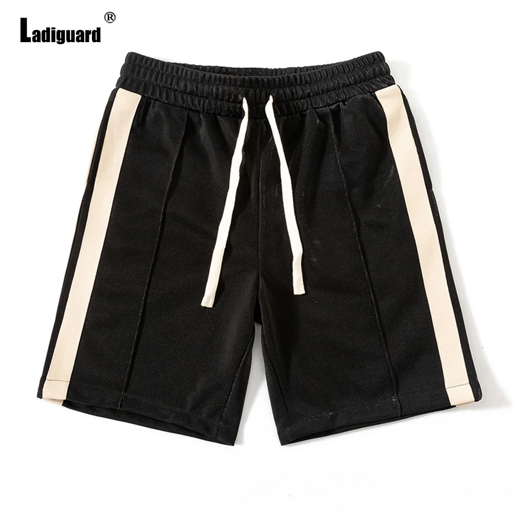 Ladiguard Plus size Men Patchwork Shorts 2022 Summer New Sexy Drawstring Shorts Male Casual Stand Pocket Beach Half Pants Homme