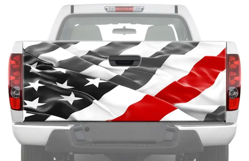 

Пожарная Красная тонкая линия американский флаг грузовик задняя дверь графика задняя наклейка автомобильная Наклейка виниловая оболочка ...